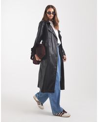 ASOS - Leather Look Trench Coat - Lyst