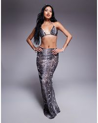 South Beach - Snake Print Mesh Maxi Beach Skirt - Lyst