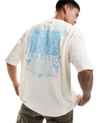 ASOS - T-shirt oversize bianco sporco con stampa rinascimentale sul retro - Lyst
