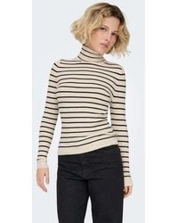 ONLY - Karol Gestreepte Gebreide Coltrui - Lyst
