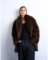 TOPSHOP - Faux Fur Shawl Mid Length Coat - Lyst