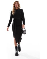 Brave Soul - Gebreide Midi Jurk Met Split - Lyst