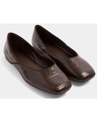 Yours Clothing - Wide Fit Croc Square Toe Ballet Pumps - Lyst