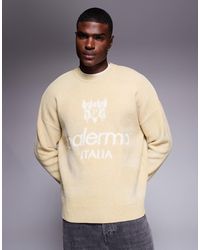 ASOS - Pull oversize en maille chenille à imprimé palermo - taupe - Lyst