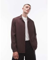 TOPMAN - Regular-Fit Plissé Overhemd Met Lange Mouwen En Reverskraag - Lyst