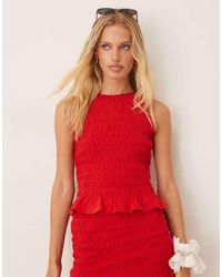 ASOS - Top Arricciato Con Volant Sul Fondo - Lyst