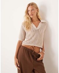 Brave Soul - Pointelle Knit Collared T-Shirt - Lyst