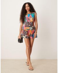 ASOS - Short Met Elastische Taille En Carnavalprint, Deel Van Co-Ord Set - Lyst