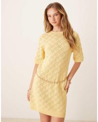 ASOS - Vestido Corto Estilo Camiseta De Media Manga De Punto De -Blanco - Lyst