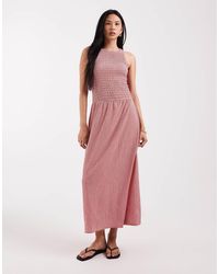 ONLY - – ärmelloses, gesmoktes midaxi-kleid mit em vichy-karo - Lyst