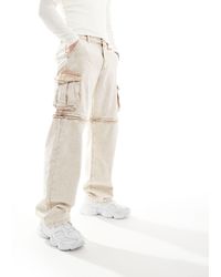 Liquor N Poker - Pantaloni cargo ampi beige slavato con parte inferiore rimovibile - Lyst