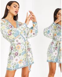 asos floral cluster embellished balloon sleeve mini dress
