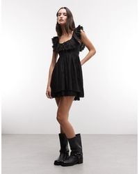 Reclaimed Vintage - Mini Dress With Broderie Sleeves And Hem - Lyst