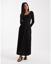 ONLY - Long Sleeve Scoop Neck Midaxi Dress - Lyst
