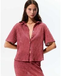Pull&Bear - Gebreid Overhemd Met Korte Mouwen - Lyst