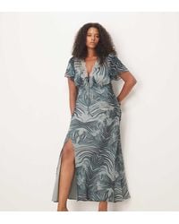 ASOS - Asos Design Curve Lace Detail Flutter Sleeve Tie Front Midi Dress - Lyst