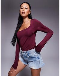 ASOS - Double Layer Long Sleeve Wide Square Neck Top - Lyst