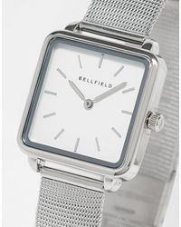 Bellfield Minimal Mesh Strap Watch With Square Dial - Grey