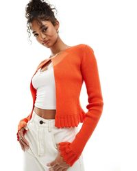 ASOS - Gebreid Vest Met Split Aan De Voorkant En Ajourgebreide Zoom - Lyst
