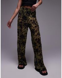 TOPSHOP - Smudge Print Sheer Crinkle Trouser - Lyst