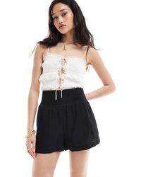 ASOS - Short Van Getextureerd Katoen Met Elastische Taille - Lyst