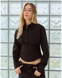 Bershka - Long Sleeve Corset-effect Shirt - Lyst