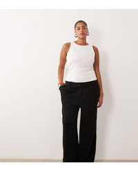 ASOS - Asos Design Curve Wide Leg Pants With Pleat Detail - Lyst