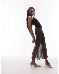 TOPSHOP - Gonna Midi Con Taglio Irregolare E Stampa Zebrata Sfocata - Lyst