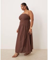 ASOS - Asos Design Curve Dropped Waist Bandeau Maxi Dress With Lace Up Side Detail - Lyst