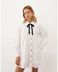 Sister Jane - Endora Collar Detail Long Sleeve Drop Waist Mini Dress - Lyst