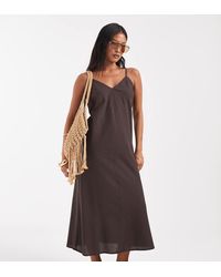 Vero Moda - Linen Look Cami Strap Midi Dress - Lyst