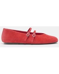 Pull&Bear - Leather Strap Ballerinas - Lyst