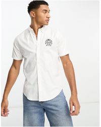 Abercrombie & Fitch - Camicia oxford a maniche corte con logo bianca - Lyst