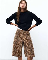 Pull&Bear - Jorts Met Luipaardprint - Lyst