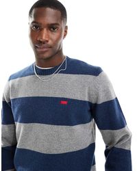 Levi's - Jersey Azul Marino Y Gris A Rayas Gruesas Con Logo De Murciélago Original De - Lyst