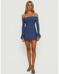 Princess Polly - Taylon Mesh Bardot Halterneck Detail Flared Sleeve Mini Dress - Lyst