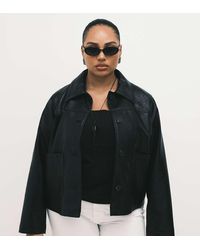 ASOS - Asos Design Curve Leather Look Harrington Jacket - Lyst