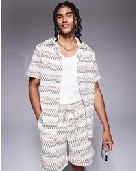 South Beach - Camisa Playera Beis A Rayas Multicolores En Zigzag De Manga Corta De - Lyst