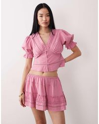 Wednesday's Girl - Co-ord Broderie Tiered Mini Skirt - Lyst