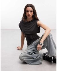 ASOS - Slouch Relaxed Neck Ruched Waist Tank Top - Lyst