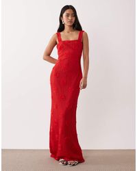 Pretty Lavish - Floral Appliqué Square Neck Maxi Dress - Lyst