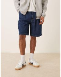 ASOS - Short large en jean mi-long avec plis - foncé délavé - Lyst
