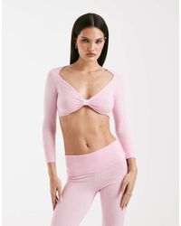 I.AM.GIA - Morgana Super Soft Fine Knit Bow Front Long Sleeve Crop Top - Lyst