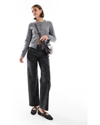 ONLY - High Waist Faux Leather Straight Leg Trousers - Lyst