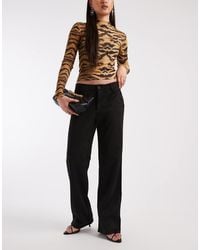 ONLY - Rechte Broek Van Imitatiesuède Met Hoge Taille - Lyst