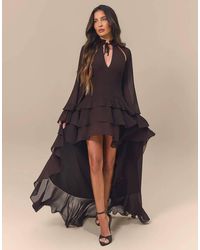 Wanderdoll - Wander Doll X Emma Milton Fleur Chiffon Tie Neck Ruffle High-low Maxi Dress - Lyst