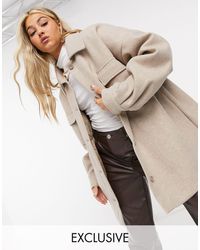 Collusion Giacca coach effetto lana color avena - Marrone