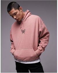 TOPMAN - Oversized Fit Hoodie With Butterfly Embroidery - Lyst