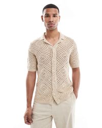 Only & Sons - Chemise en maille ajourée - beige - Lyst