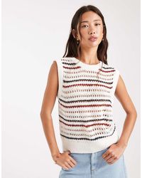 Object - Crochet Knit Sleeveless Layering Vest - Lyst